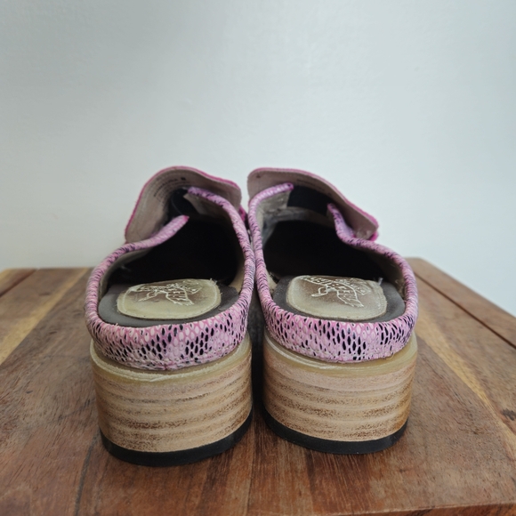 Freebird by Steven Mules Pink Leather Blush Snake & Green Croc Shoes Wms Size 8 - Picture 11 of 15